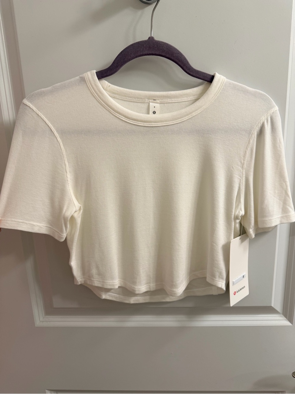 lululemon athletica white Ribbed Cropped Crew Tee